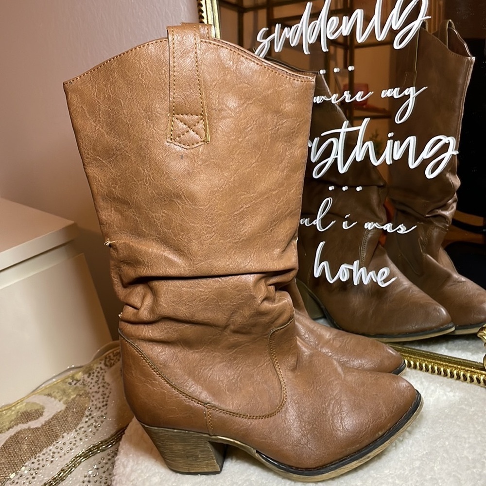 Charles Albert Brown Under the Knee Cowgirl Boots - Size 6